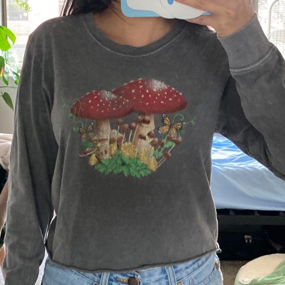 Mushroom and Butterfly Crop Top
